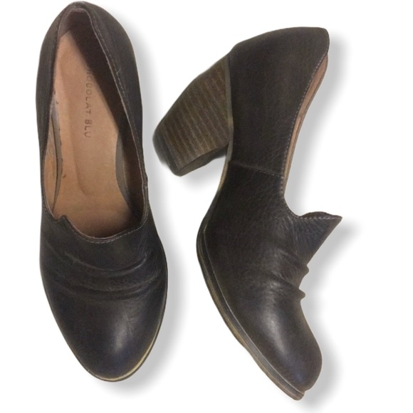Chocolat Blu Shoes - CHOCOLATE BLU Brown Leather Slip On Heeled Shoes 9